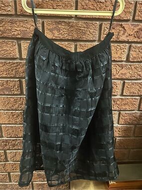 Black Sheer Check A-Line Skirt